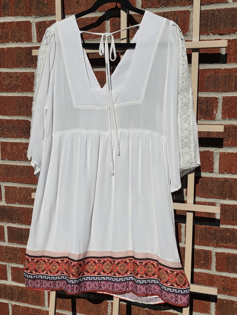 White mark White embroidered tunic dress 3/4 Sleeves Medium - Picture 8 of 10
